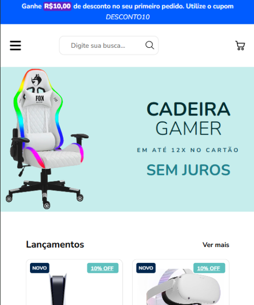 Imagem de apresentação do projeto E-Commerce gamer